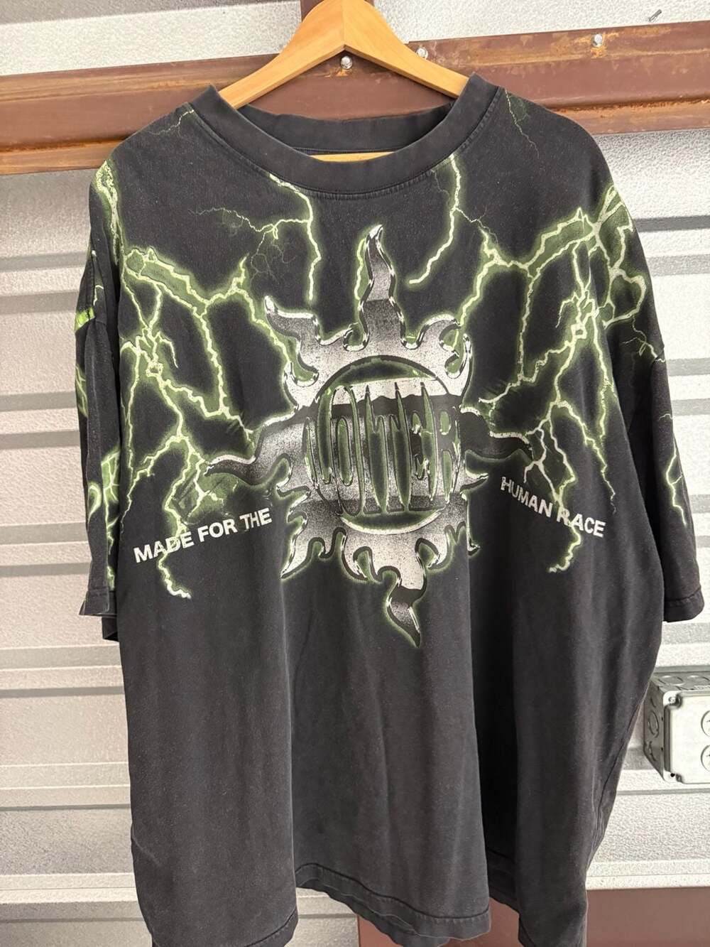 Loiter Flaws N Sins Green Lightning Graphic T-Shirt Black